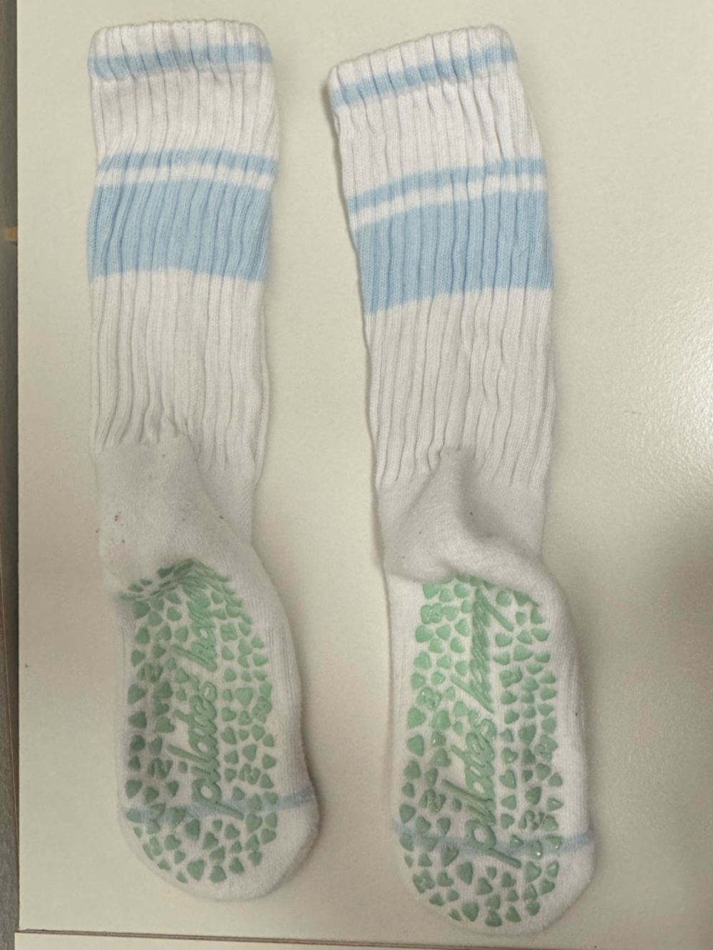 Pilates Honey S/M gripper tube socks, light blue, light green, white
